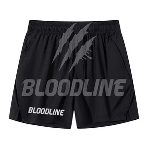 Pantalones Cortos Deportivos para Hombre Bloodline, Color Azul Claro, Cintura con Cordón, Secado Rápido, con Bolsillos, Largo Medio, Color Sólido, Logotipo Frontal - Product Image 4