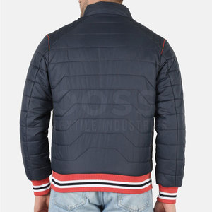 Chaqueta de lona para hombre con diseño personalizado, logotipo propio, cuello alto, logotipo en la parte delantera, chaqueta acolchada ligera, informal, para invierno - Product Image 2