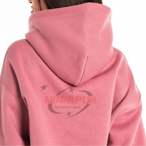 Sudadera con Capucha Rosa para Mujer, Manga Larga, Tejida, 100% Algodón, Impermeable, de Secado Rápido, Transpirable, Informal de Invierno, Lisa en la Parte Delantera - Product Image 5