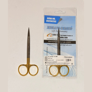 กรรไกรผ่าตัดสแตนเลสเกรดอุตสาหกรรมพิมพ์โลโก้ตามสั่งรุ่นใหม่ ขายดีที่สุด ขนาด 13 ซม. รุ่น iris tc str - Product Image 2