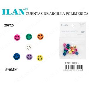 Perline in Argilla Polimerica Ilan con Faccine Sorridenti 5x9mm per Decorazioni Artigianali - Product Image 3
