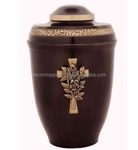 Urne funéraire moderne en métal, best-seller, avec motif de mains en prière, accents en cuivre noir, vase de table pour la décoration intérieure - Product Image 6