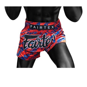 Fairtex Muay Thai Kickboxing Shorts Red Blue Sublimation Print Breathable Unisex Martial Arts Wear - Product Image 2