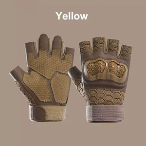ถุงมือหนังป้องกันการลื่นจากปากีสถาน ถุงมือยุทธวิธีแบบครึ่งนิ้ว สำหรับปีนเขา ฝึกซ้อมกลางแจ้ง ระบายอากาศได้ดี - Product Image 1