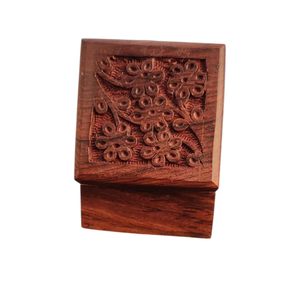 Vintage Wooden Jewelry <b>Box</b> with Red Velvet Interior, Handcrafted Storage Case, Decorative <b>Keepsake</b> Container for Rings - Product Image 5