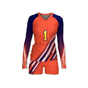 Conjunto Deportivo Femenino de Diseño Único, Jersey de Manga Larga y Pantalones Cortos con Costuras en Contraste y Estampado de Dos Tonos, Uniforme de Voleibol, MOQ Bajo - Product Image 4