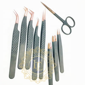 แหนบคิ้วกริปเพชรสีโรสโกลด์เคลือบผงสีดำด้านฉลากตามสั่ง - Product Image 1