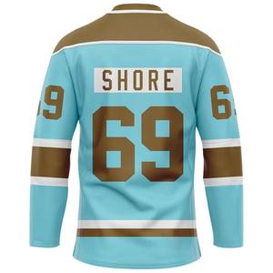 Maillot de hockey sur glace pour homme 100 % polyester, personnalisé avec logo, maille respirante, évacuation de l'humidité, col en V, manches longues, dernier design, vente en gros - Product Image 6