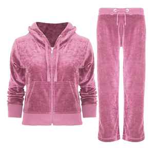 Ensemble de survêtement en velours pour femme, respirant, sans couture, écologique, avec logo personnalisé, poids lourd, pour l'hiver - Product Image 2