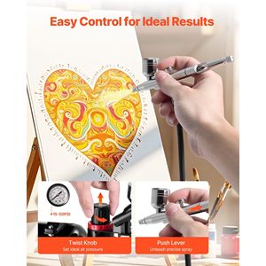 Kit Aerografo 1/6 HP con Compressore e Serbatoio, Aerografo Professionale a Doppia Azione 1/6 HP, 3 Punte, Accessorio per Vernice Acrilica - Product Image 4