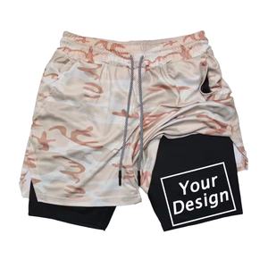 Custom Print <b>Men's</b> 2-in-1 <b>Compression</b> Gym <b>Shorts</b> with Phone Pocket High Street Style Solid Patterned Basketball <b>Shorts</b> - Product Image 6