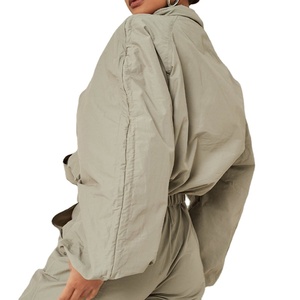Ensemble coupe-vent deux pièces de qualité supérieure, style streetwear décontracté, coupe régulière, sweat à capuche zippé uni, respirant, écologique et coupe-vent - Product Image 2