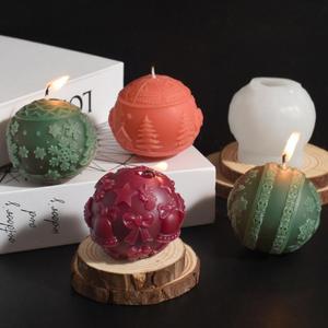 Christmas Relief Ball Candle Elk Christmas Tree Bell Snowflake Ball Gypsum Candle <b>Silicone</b> Mold - Product Image 2