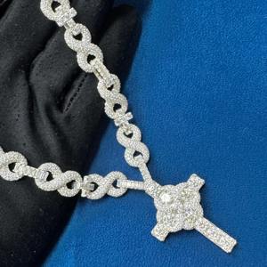 Luxury Infinity Link <b>Cross</b> Moissanite Diamond Hip Hop Necklace White Gold Iced Out Jewelry for Men Women - Product Image 2