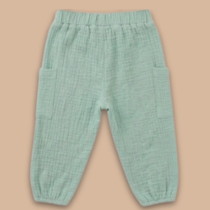 <b>Cot</b> & Candy Organic Muslin Short Sleeve Henley T-Shirt with Lounge Pant <b>Set</b> Teal Summer Collection - Product Image 4