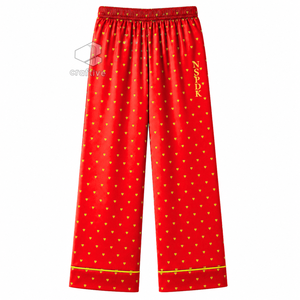 NSPDK Sorority Women's Red Heart Print Pajama Set Button Front Long Sleeve Notched Collar Contrast Piping Lounge Set <b>PJs</b> - Product Image 4