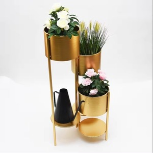Good Quality Gold Finished Flower Planter with <b>Stand</b> Tall Flower Decoration Planter Pot Flower <b>Vase</b> From India - Product Image 1