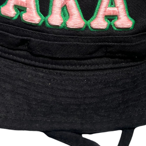 AKA <b>Black</b> <b>Boonie</b> <b>Hat</b> Pink Embroidered Letter Wide Brim Outdoor Adjustable Cotton Headwear Casual Fashion Sun Protection <b>Hat</b> for - Product Image 5