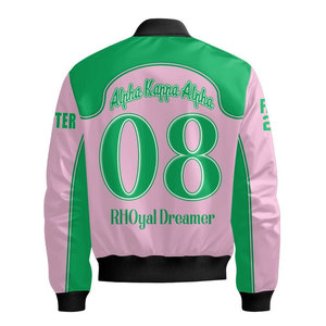 Blouson bomber vert personnalisé avec logo, crête et imprimé 08 Pretty Girls, fermeture éclair sur le devant, veste décontractée pour homme - Product Image 6