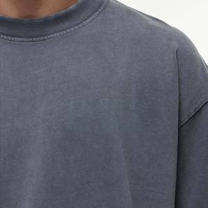 T-shirts pour hommes tendance été, effet délavé, couleur unie, fabriqués au Pakistan, coupe oversize à épaules tombantes, logo personnalisé, streetwear - Product Image 3