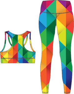Ensemble de yoga pour femme : Soutien-gorge de sport et leggings à imprimé géométrique, taille haute, longueur intégrale, dos nageur, col rond, extensible dans les quatre sens, vêtements de sport - Product Image 6