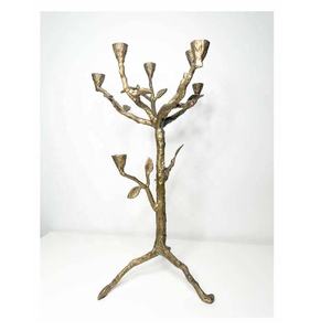 Support à bougies en métal fait main, porte-bougie à trois piliers, noir et or, centre de table pour la décoration de la maison et de Noël - Product Image 4