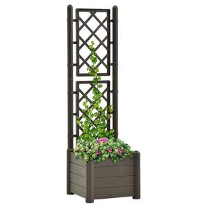 Fioriera da giardino antracite con traliccio 16.9 "x 16.9" x 55.9 "PP scherma traliccio e cancelli - Product Image 1