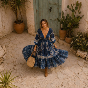 Custom Boho <b>Dress</b> Breathable Vicose Rayon Woven Fabric Soft Touch Anti Pilling Design - Product Image 2