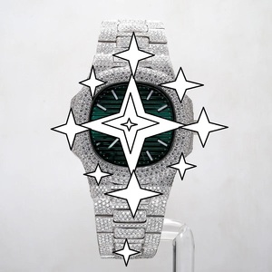 Montres RUDRA JEWELS : Montre de luxe en acier inoxydable avec mouvement mécanique Moissanite, sportive, élégante, vintage, creuse, carrée, en cristal - Product Image 1