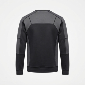 Mens Black <b>Grey</b> Panel Crewneck <b>Sweatshirt</b> Technical Casual Streetwear Pullover Long Sleeve Top - Product Image 3