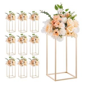 10 Pezzi Supporto per Fiori da Matrimonio a Colonna 15,75 Pollici, Espositore Floreale Rettangolare in Acrilico Laminato Oro per Applicazioni da Tavolo - Product Image 1