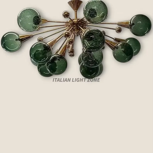 Lustre LED moderne de luxe en laiton, 14 globes, style Sputnik italien, pour suspension de plafond, salon, salle à manger - Product Image 4