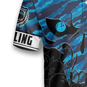 เสื้อเจอร์ซีย์โบว์ลิ่งแขนสั้นสำหรับผู้ชาย OEM ลายพรางพิมพ์ลายแบบระเหิด ระบายอากาศได้ดี มีปก เสื้อกีฬา เสื้อท็อปสำหรับฤดูร้อน ชุดกีฬา - Product Image 6