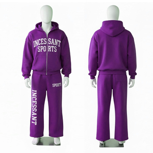 Conjunto Deportivo de Felpa con Logotipo Personalizado a Precio de Fábrica, Sudadera con Capucha y Pantalones Deportivos de 500 GSM, Ropa Deportiva Informal Holgada - Product Image 4