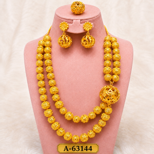 Conjunto Clásico de Collar y Aretes con Baño de Oro de 24K para Mujer, Joyería de Boda A-63140 - Product Image 6