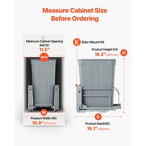 Bidone per la Raccolta Differenziata da 35 QT in Metallo Resistente Montabile su Mobile da Cucina, per Uso su Scrivania e in Auto - Product Image 4