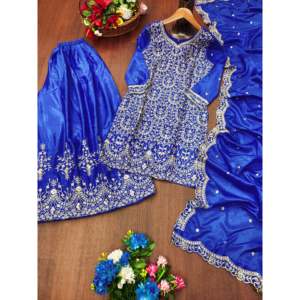 Tenue de soirée pour femmes de créateur Ensemble de costumes Sharara Séquence Brodée Travail - Product Image 1