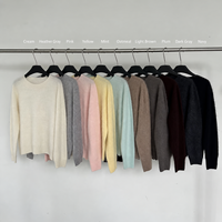 Pull en laine mérinos, cachemire et soie, style coréen, doux et moelleux, col rond, couleur unie, pour femme, chic et décontracté