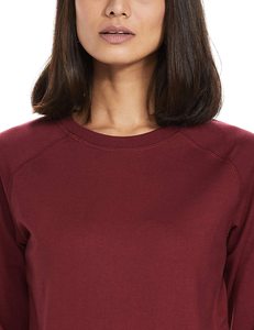 Sweat-shirt à col rond pour femme, couleur bordeaux, manches longues, 100% coton, tricoté, décontracté, couleur unie, respirant, coupe classique, automne - Product Image 4