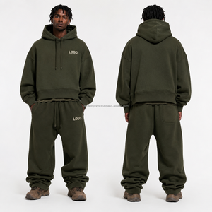 Ensemble sweat à capuche et jogging coupe décontractée, uni, sans logo, en molleton double brossé, avec ourlets et poignets côtelés, marque privée, streetwear, sport - Product Image 5
