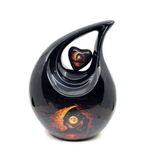 Uzair Handicrafts Green Eco-Friendly Customizable Teardrop Cremation Urn Personalized <b>Memorial</b> <b>Keepsake</b> Metal Ashes Jar Golden - Product Image 6