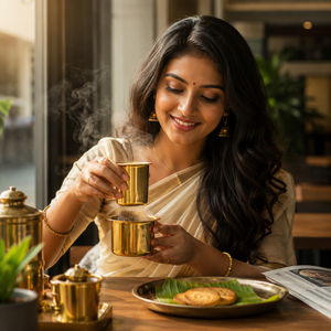 ชุดกรองกาแฟสแตนเลสเคลือบ PVD พรีเมียม 150 มล. |   ชุดเสิร์ฟกาแฟอินเดียแบบคลาสสิกสำหรับบ้าน คาเฟ่ และครัว - Product Image 3