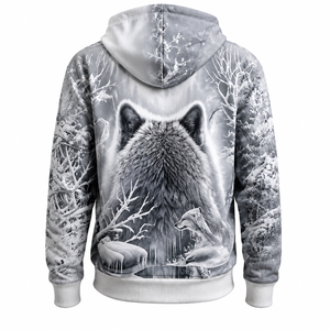 Sweat-shirt à capuche personnalisé avec imprimé loup 3D, motif forêt hivernale, pour hommes et femmes, vêtements streetwear, fabricant - Product Image 4