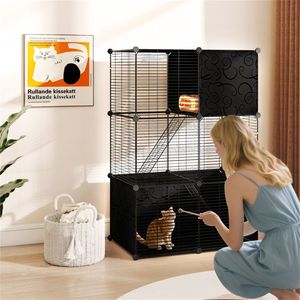 Tiragraffi per Gatti da Interno XL da 44 Pollici con Posti di Tuffo a Più Livelli, Amaca e Palline Appese, Nero - Product Image 2