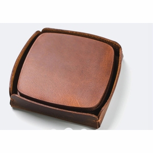 Posavasos de Cuero Grueso Vintage al por Mayor, Antideslizantes, Impermeables, Ecológicos, Cuadrados, para Tazas y Bebidas - Product Image 1