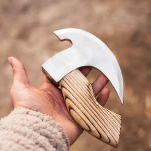 Cuchillo para Pizza Vikingo de Acero al Carbono de Grado Industrial Hecho a Mano con Funda de Cuero Fino Forjado a Mano - Product Image 1