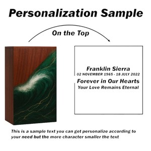 Handcrafted Resin & Walnut Wood Cremation Urn Artistic Wave Design for human medium size 9x5.5 urn <b>box</b> - Product Image 5
