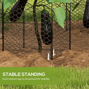 Set di 4 Campanelle Metalliche Nere 12 X 14 per Giardino, Gabbie di Protezione per Piante con Rete Anti-Predatore - Product Image 6