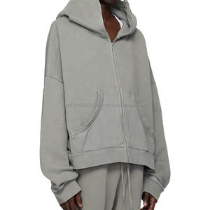 heavy <b>zipper</b> hoodies custom 100% organic cotton vintage acid wash zip up hoodie men streetwear retro wash cotton hoodies - Product Image 4