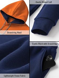 Men's Hoodie Tracksuit 2 Pieces Set <b>Athletic</b> Casual Hooded Sweatshirt and Joggers Set Sweatsuit Outfits - Product Image 5